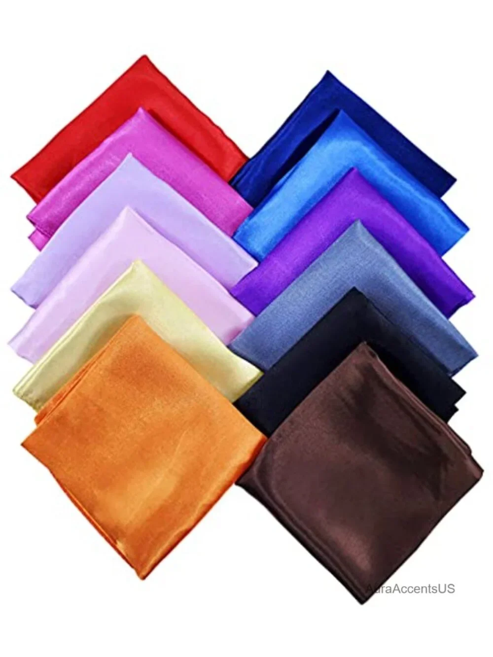 12 Pack Satin Square Scarves Bundle Multicolor Head Neck Wraps